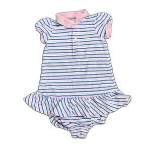 Ralph Lauren baby dress set pink blue white striped polo